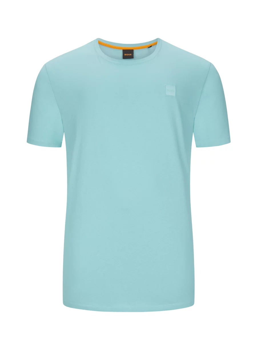 T-Shirt in Jersey-Qualität und Slub Yarn-Struktur, BOSS ORANGE, hellgrau |  Hirmer Große Größen