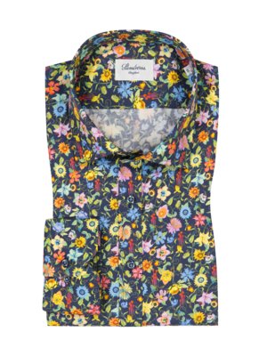 Shirt-with-floral-print.-two-fold-super-cotton,-Comfort-Fit