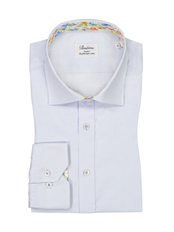 Levně Stenströms, Košile s jemným vzorem, dvojmo skaná (2 fold) super bavlna, comfort fit SvětleModrá