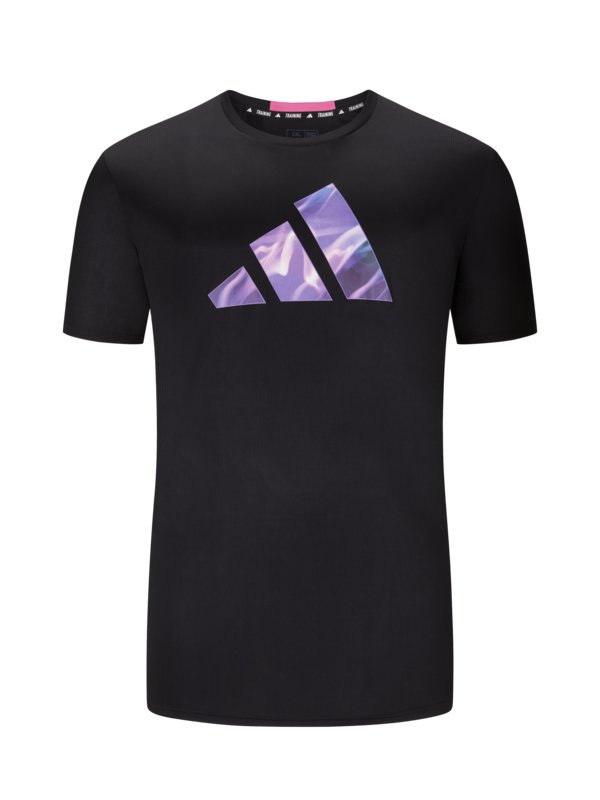 Levně Adidas, Tričko s potiskem loga, funkční materiál Černá