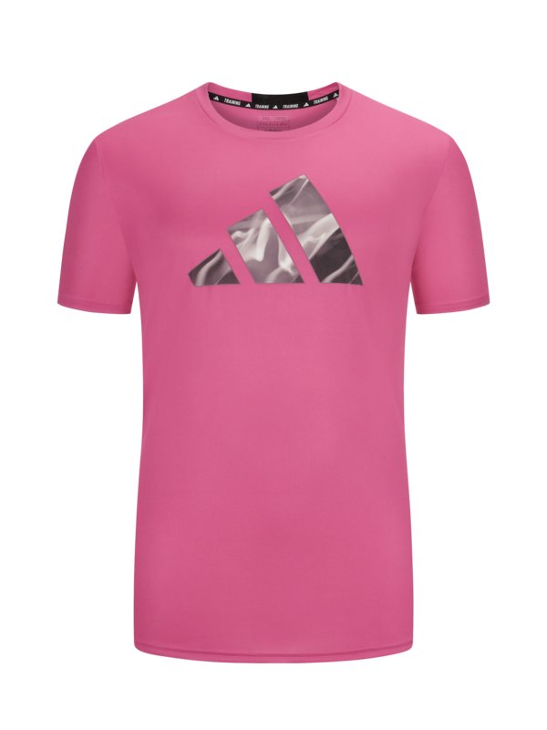Levně Adidas, Tričko s potiskem loga, funkční materiál Růžová