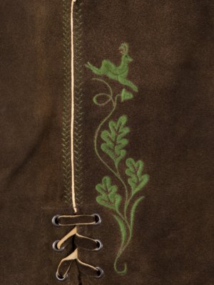 Aschheim Lederhose aus Ziegenleder, grün Stick