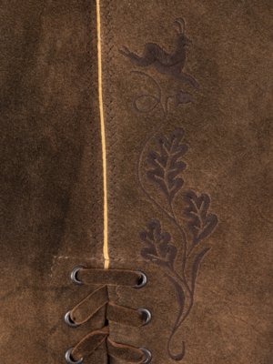 Aschheim Lederhose aus Ziegenleder, tonaler Stick