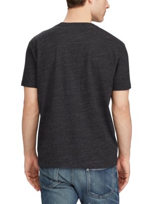 Softes unifarbenes T-Shirt mit Poloreiter-Stickerei, O-Neck