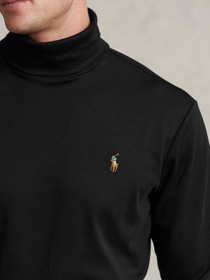 Rollkragenpullover in Jersey-Qualität mit Logo-Stickerei