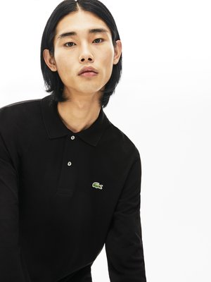 Langarm Poloshirt mit Krokodil-Aufnäher, Classic Fit