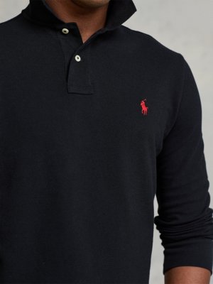 Langarm-Poloshirt Custom Slim Fit in Piqué-Qualität