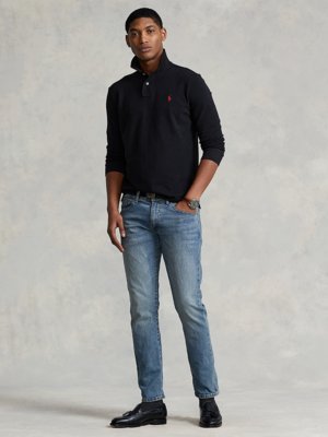 Langarm-Poloshirt Custom Slim Fit in Piqué-Qualität