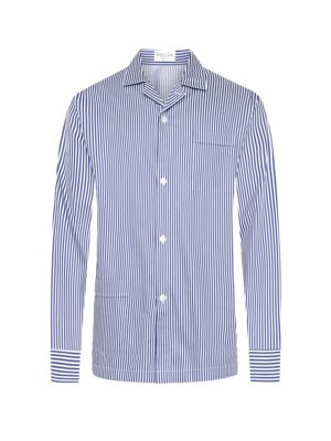 Langer und glatter Pyjama Marco mit Streifen in Satin-Qualität