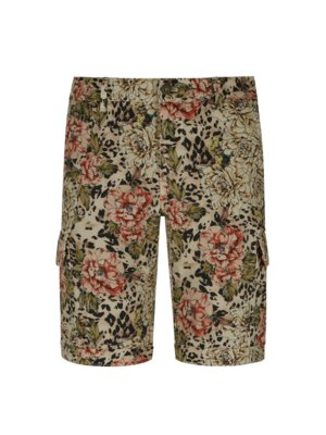 Cargoshorts mit floralem Allover-Print