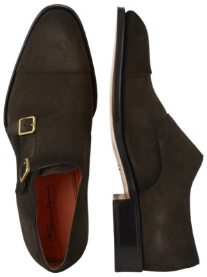 Edler Doppel-Monkstrap Loafer aus Wildleder, Antik-Look