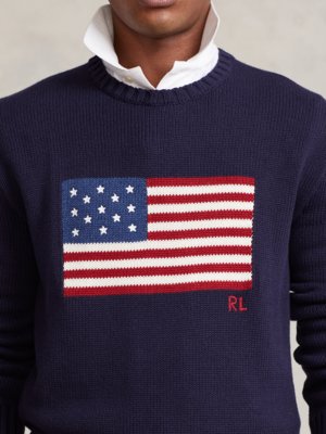 Pullover-aus-Baumwolle-mit-Flaggen-Stickerei
