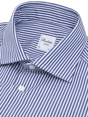 Streifenhemd aus Twofold Super Cotton mit Haifischkragen, Slimline