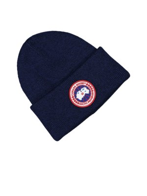 Rippstrick-Mütze-aus-Wolle-mit-Logo-Aufnäher