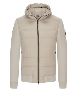 Hybride Sweatjacke mit gesteppter Front und Kapuze