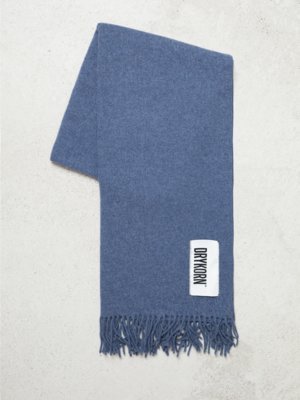 Schal aus Wolle mit Fransen und Label-Aufnäher