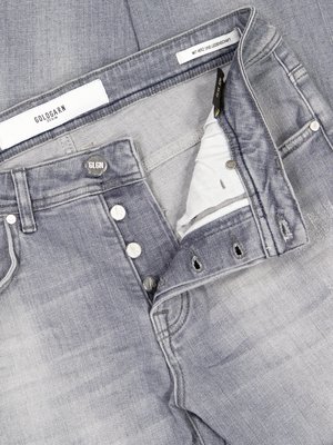 Jeans mit Distressed-Elementen, Tapered Fit