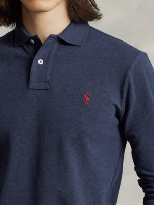 Langarm-Poloshirt mit Logo-Stickerei, Custom Slim Fit