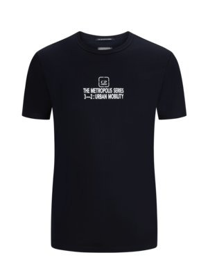 T-Shirt-mit-Front--und-markanten-Back-Print-aus-Baumwolle