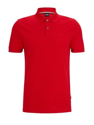 Unifarbenes Piqué-Poloshirt mit kleiner Label-Stickerei