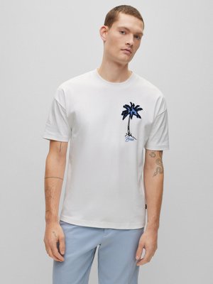 Festes-T-Shirt-mit-Palmen-Stitching,-Oversized-Fit