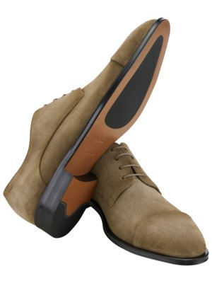 Derby-Schuh aus Veloursleder mit abgesetzter Frontkappe