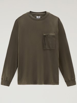 Leichtes-Sweatshirt-mit-Brusttasche-und-Logo-Aufnäher