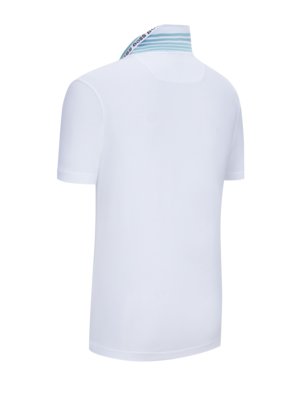 Stretch-Poloshirt-mit-Streifen--und-Label-Kragen,-Slim-Fit