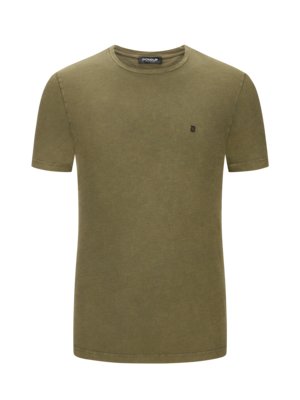 T-Shirt-in-melierter-Optik-mit-Monogramm