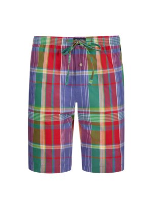 Pyjama-Shorts im Karomuster mit Poloreiter-Stickerei