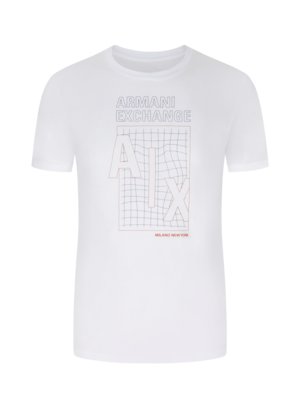 T-Shirt-aus-Baumwolle-mit-Frontprint,-Slim-Fit