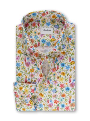 Sporthemd in Oxford-Qualität mit Blüten-Motiv, Slimline