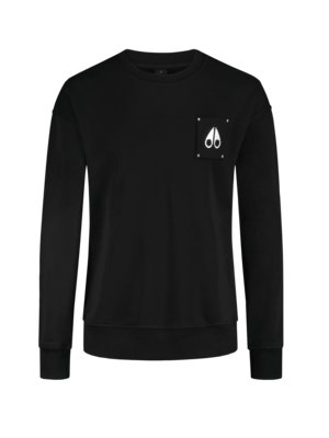 Sweatshirt-aus-Baumwolle-mit-Logo-Emblem-aus-Metall