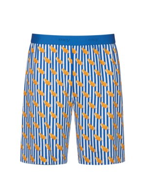 Pyjama-Shorts-mit-Streifenmuster-und-Eis-Print-
