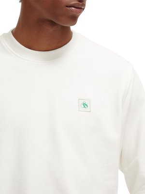 Unifarbenes-Sweatshirt-mit-Logo-Emblem