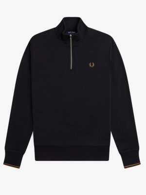 Sweatshirt-mit-Half-Zip-und-Kontrast-Streifen