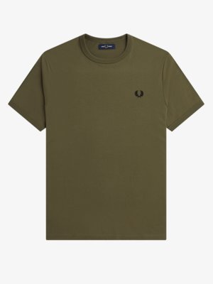 T-Shirt-mit-O-Neck-und-kleiner-Logo-Stickerei-