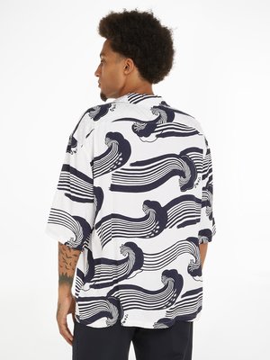 Kurzarmhemd in Jacquard-Qualität mit Wellen-Print