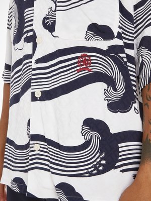 Kurzarmhemd in Jacquard-Qualität mit Wellen-Print