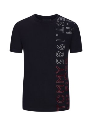 T-Shirt mit vertikalem Label-Print, Slim Fit