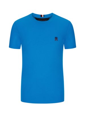 Unifarbenes-T-Shirt-mit-Monogramm-Stickerei,-Regular-Fit