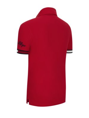 Poloshirt-in-Piqué-Qualität-mit-Kontraststreifen,-Slim-Fit-