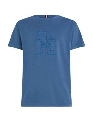 T-Shirt-mit-Monogramm-Stickerei-in-gewaschener-Optik