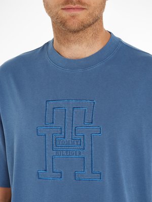 T-Shirt mit Monogramm-Stickerei in gewaschener Optik