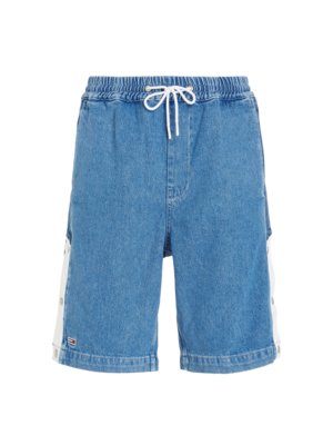Baggy-Bermuda-Jeans-mit-seitlicher-Druckknopf-Leiste
