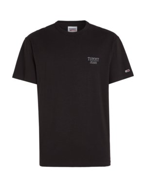 T-Shirt-aus-Baumwolle-mit-Label-Stickerei