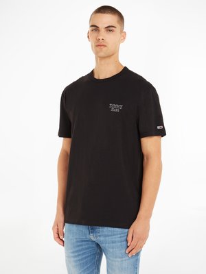 T-Shirt-aus-Baumwolle-mit-Label-Stickerei