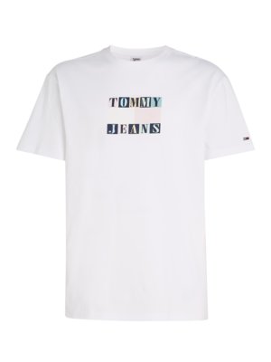 T-Shirt-mit-gedrucktem-Label-Schriftzug