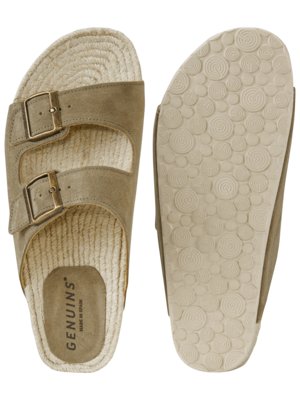 Sandalen aus Veloursleder mit Hanf-Fußbett