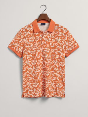 Poloshirt in Piqué-Qualität mit Blüten-Motiv